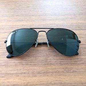 Ray ban aviator 55mm black polarized CRACKED LENS
